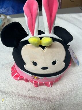 Plush Bunny-Ear Character Soft Toy - Pink and Black